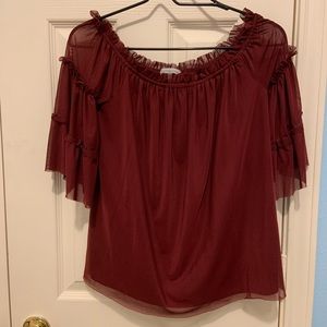 Maroon Off The Shoulder Top